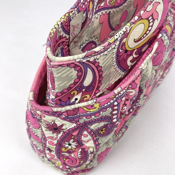 Vera Bradley Abby Multicolor Pink Paisley Meets Plaid Tote Bag Purse Satchel - Picture 11 of 13